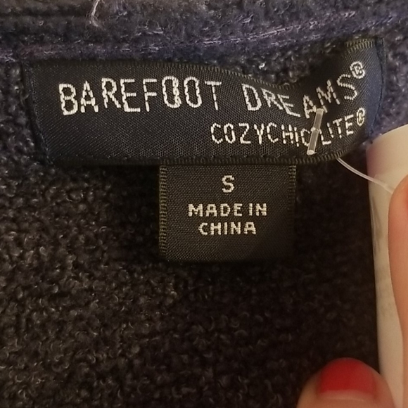 BAREFOOT DREAMS navy hooded cardigan - Picture 3 of 6